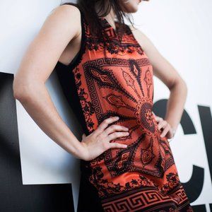 Midi orange pattern dress